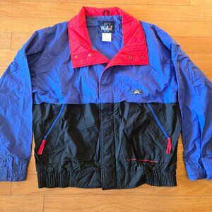 Vintage Woolrich Jacket Mens Large Windbreaker 90s Color Block Colorblocked Blue